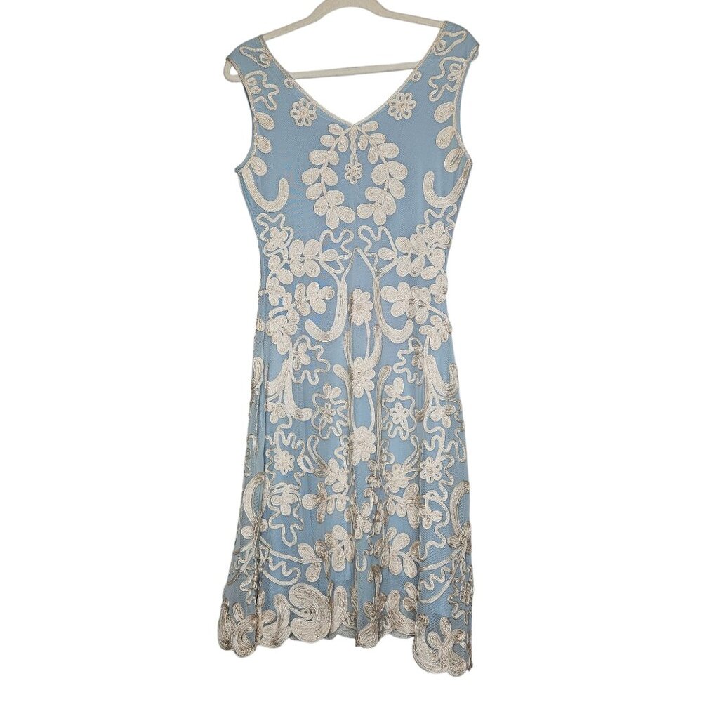 Sundance Cameo Applique Lace Overlay Sleeveless Dress PM Petite M Full Skirt